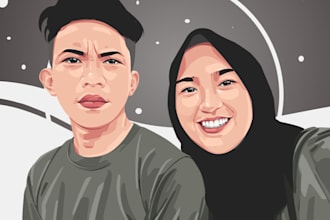 draw couple portrait illustration from photo