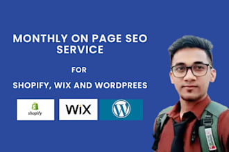 monthly complete on page seo service for shopify, wix and wordpress