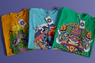 design a mascot cannabis weed trippy for logo or tshirt
