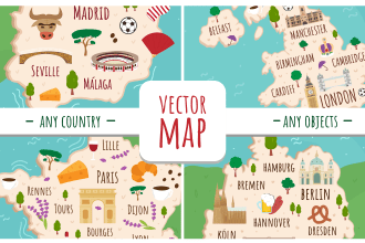 draw custom travel illustrated vector map design