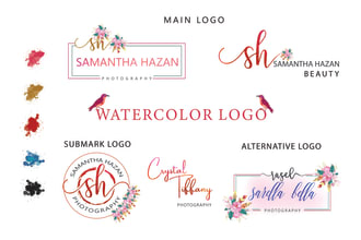 design feminine watercolour signature and makeup beauty logo