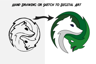 digitize and vectorize hand drawing or sketch to digital art and vector tracing