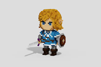 design and modeling assets in voxel art for games and nft