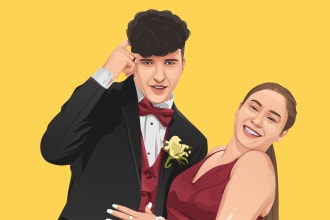 turn your family photos into vector cartoon art portraits