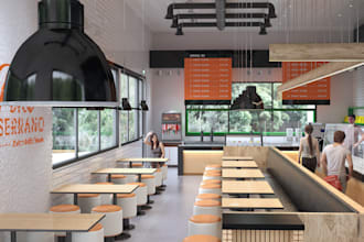 design café, restaurant, bar and lounge in 2d and 3d