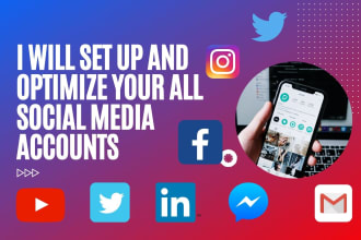 set up and optimize your all social media accounts