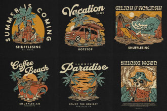 create custom vintage logo and hand drawn tshirt designs