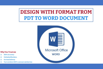 convert PDF to word, excel, powerpoint and typing task
