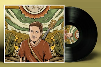 design single cover art vintage illustration or album cover