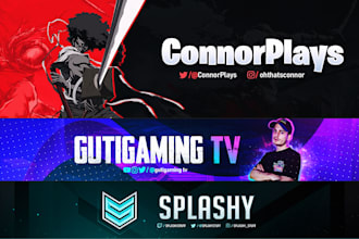 design a twitch gaming banner,youtube banner, twitter banner