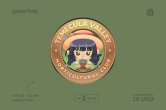 create a cute circle stamp kawaii logo