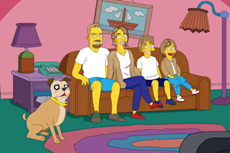 illustrate you and your family in yellow character style