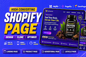 design or clone shopify landing page using replo, pagefly, gempages