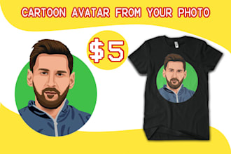 draw avatar bighead cartoon for t shirt design from your photo