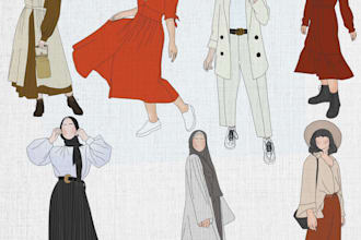 draw fashion and colorfull digital illustration