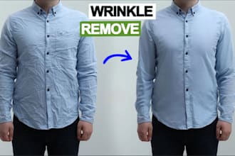 do wrinkle and crease remove from cloth, models,symmetrical, image editing