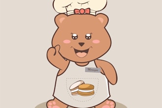 draw you cute animal for your mascot