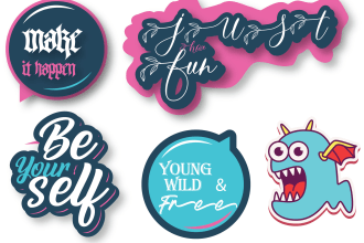 design retro vintage, sticker, die cut, badge, vinyl, decals