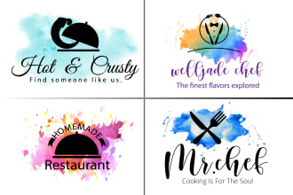 design watercolor, grill, catering, chef, restaurant and bakery logo