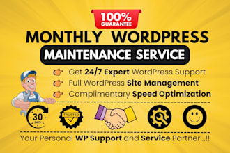 monthly maintain your wordpress site and provide tech help
