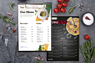 design restaurant menu, food menu board flyer