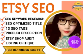 write etsy SEO titles and 13 tags for etsy listings