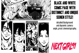 draw a black and white comic page with my style