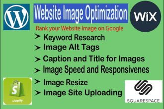 do image SEO for wordpress, wix, squarespace, and shopify website