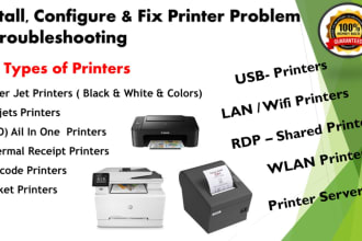 fix printer printing and connection problem remotely