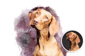 turn your dog or any pet portrait into watercolor digital painting