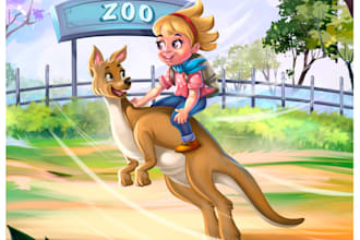 illustrate cute children storybook characters and scenes