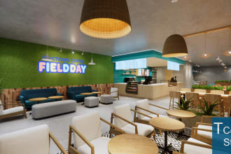 render 3d interior restaurant, coffee shop