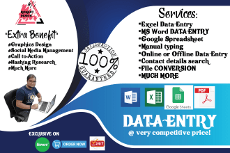 do excel data entry, data entry jobs, and web research