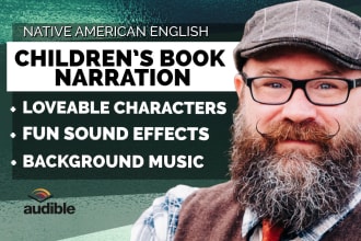 do childrens audiobook story or video narration with american male voice over