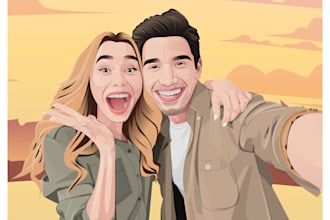 draw vector art portrait illustration for gift in 24 hours