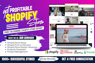 build shopify print on demand store or printful shopify website