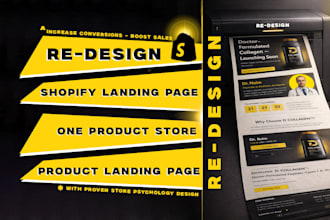 redesign one product shopify store, shopify landing page design