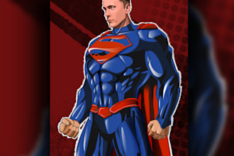 create vector portrait in marvel and dc style