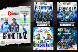 design sports flyer, poster including soccer, cricket, basketball, fitness