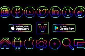 design png and svg icons set and neon icons