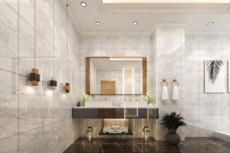 design a luxury 3d bathroom and render