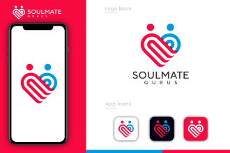 do modern professional dating app icon and website logo design
