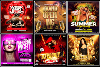 design grand opening, birthday, club, party, dj, hip hop ,nightclub event flyer