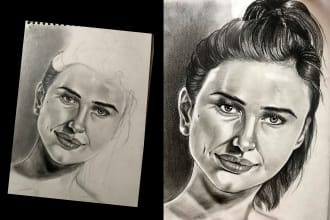 draw realistic pencil sketch portrait and illustrations