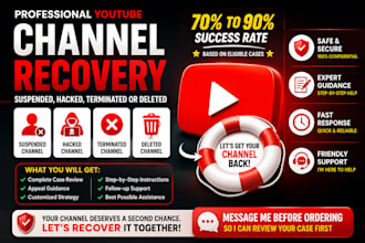 help you recover your suspended, hacked, terminated or deleted youtube channel