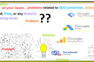 investigate and solve the issue related to website, gsc, conversion setup