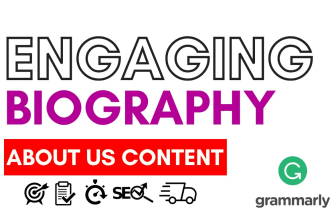 write website vision mission statement, bio page narrative biography brand story