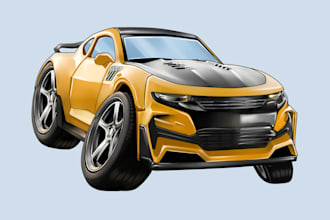 draw your car into cartoon style