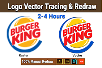 do manual vector tracing, redraw, vectorize, logo to vector