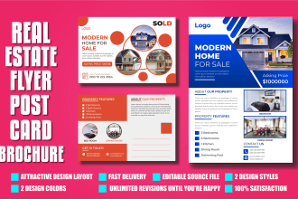 do attractive and luxury real estate flyer ads eddm postcard and brochure design
